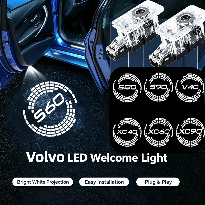 2Pcs LED Ghost Logo Projector Car Door Welcome Courtesy Shadow Light For Volvo V90 2016‑2019 Auto Decoration Accessories