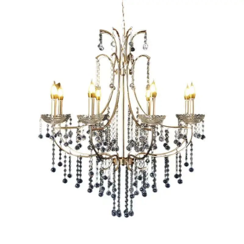 

Wholesale directly from the manufacturer wrought iron crystal chandelier hotel wedding hall decoration venue lighting romantic