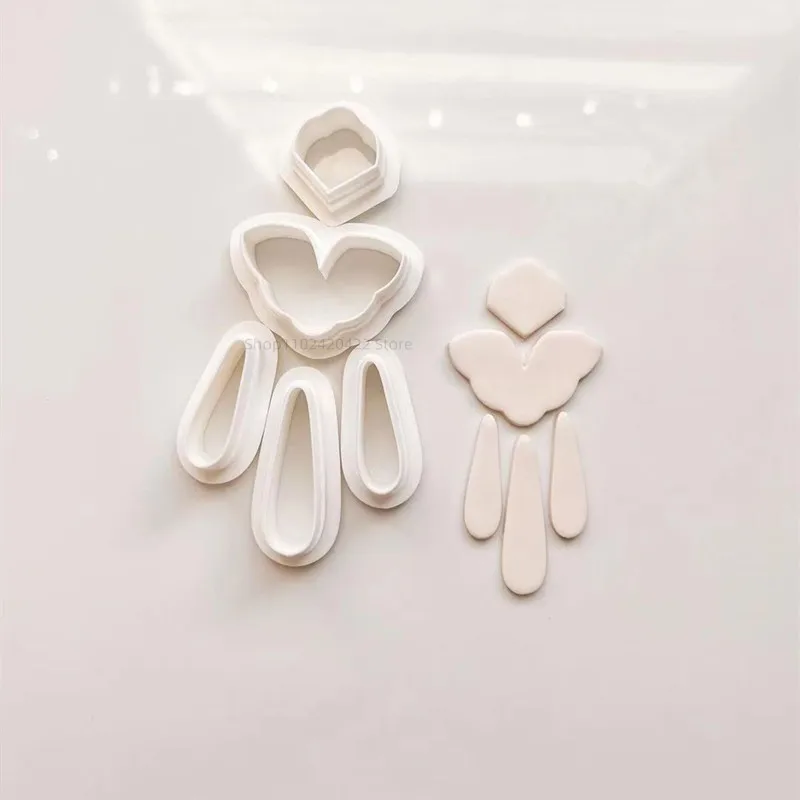 Soft Pottery Polymer Clay Cutter Geometric Figure Mold for DIY INS French Earrings Jewelry Making Embossing Modeling Tool