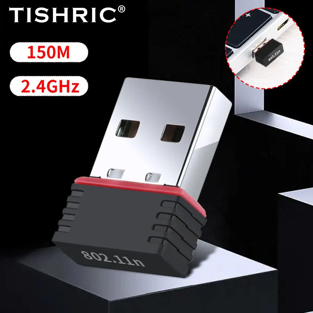 

TISHRIC 2.4GHZ 150Mbs USB2.0 Wireless Network Card Adapter Receiver Dongle USB Wifi Adapter 802.11N For Desktop Laptop