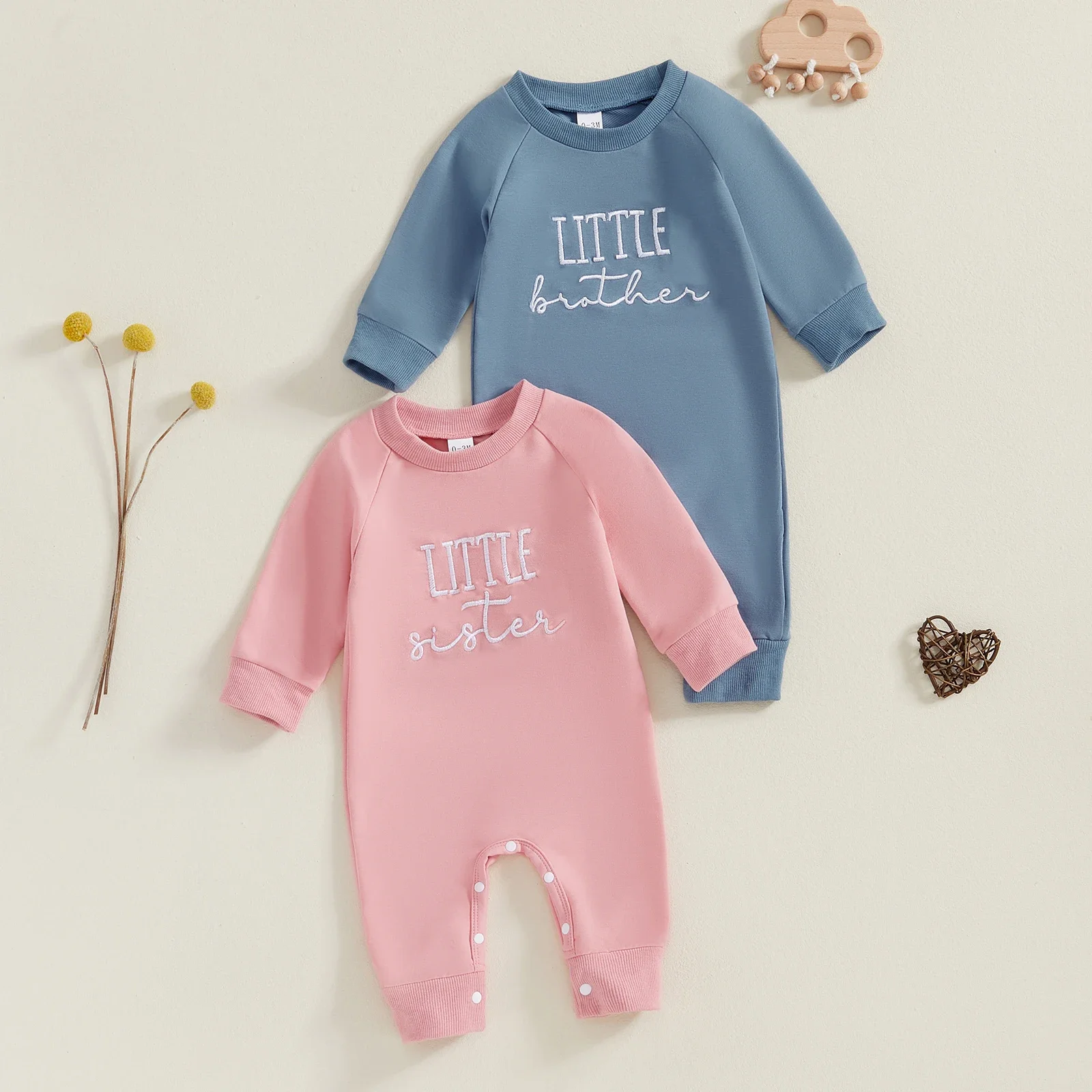 

Autumn Newborn Infant Baby Boys Girls Romper Playsuit Overalls Cotton Long Sleeve Letter Embroidery Baby Casual Jumpsuits