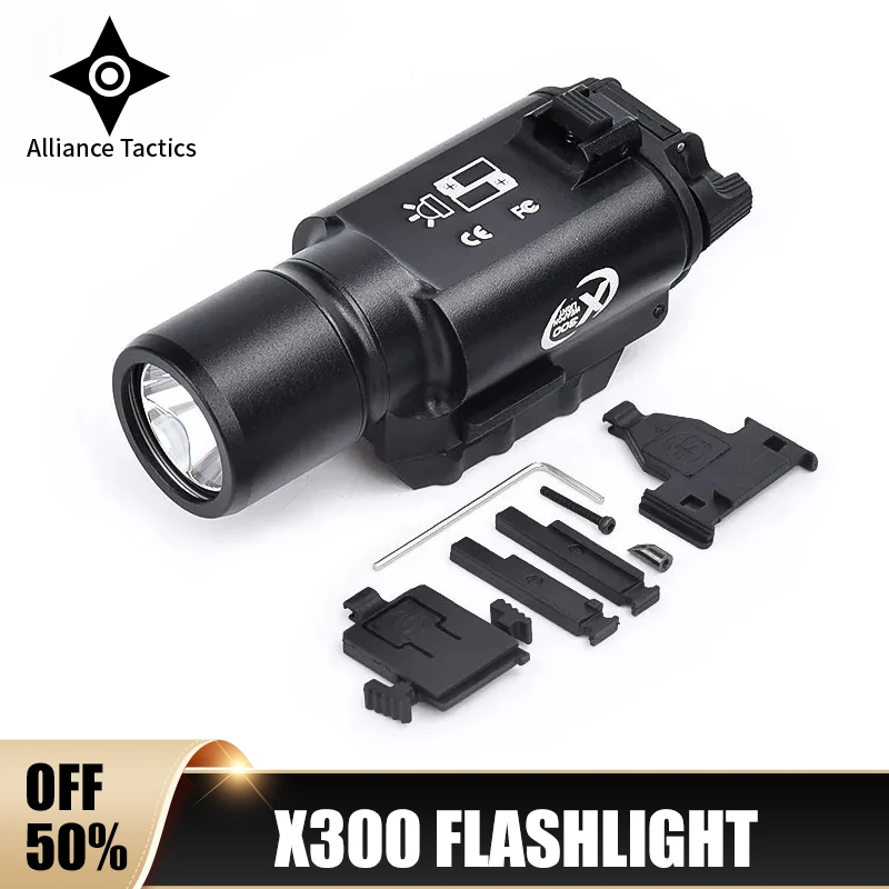 Tactical Surefir X300 Flashlight X300U Weapon Gun Light weight for Air Gun Pistol Glock 1911 20mm rail field lighting hunting