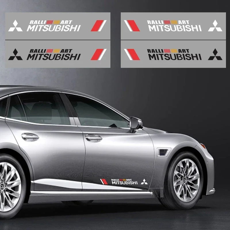 

2Pcs Car Body Decoration Stickers Door Personalized Sporty Stickers For Mitsubishi Motors Metal Label Sticker Label Emblem