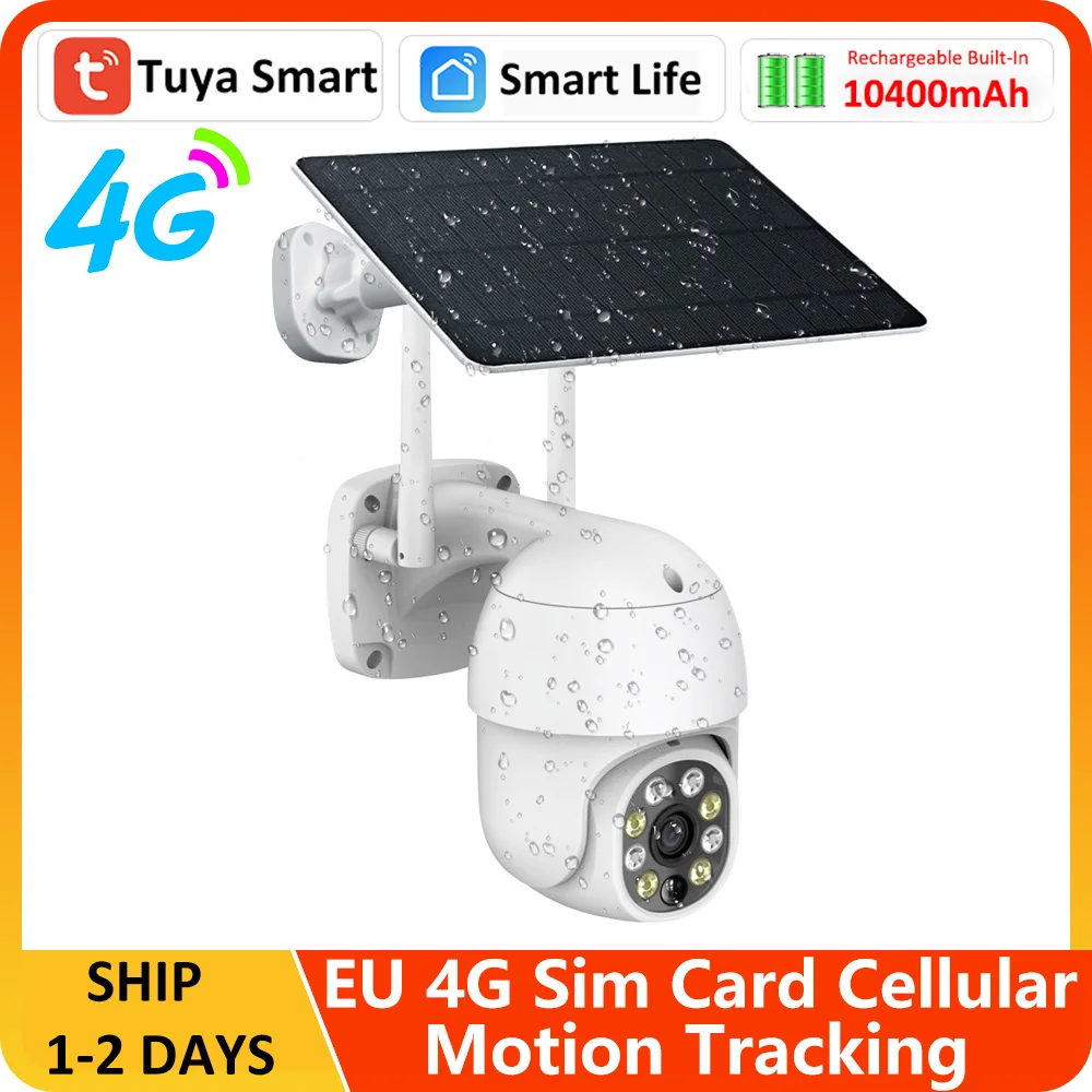 

Solar Battery Powered 4G EU Sim Card Outdoor PIR Human Detect Waterproof CCTV Home Security Protection 3MP Audio Video Camera