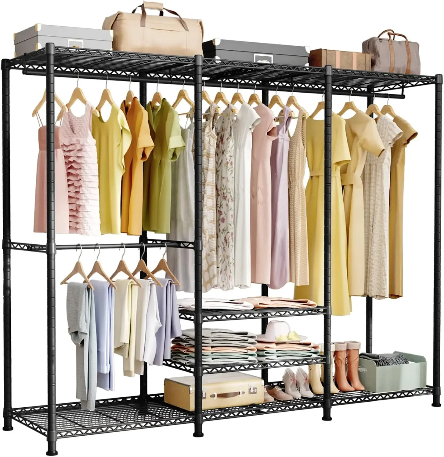 

Ulif E5 Garment Rack, 4 Tiers Freestanding Heavy-Duty Closet Organizer and Storage System, Max Load 780LBS, 67.9" W x 14.5" D x