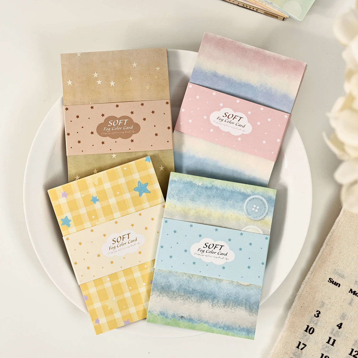 Vintage Colorful Plaid Star Texture Landscape Material Paper Creative DIY Junk Journal Collage Scrapbooking Stationery
