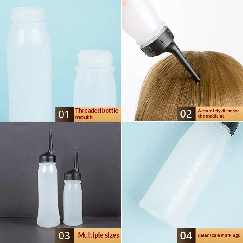 2Pcs/Set 240ml 120ml Plastic Hair Oil Applicator Bottle Scale For Salon And Home Use Pointed Tip For Precision Application