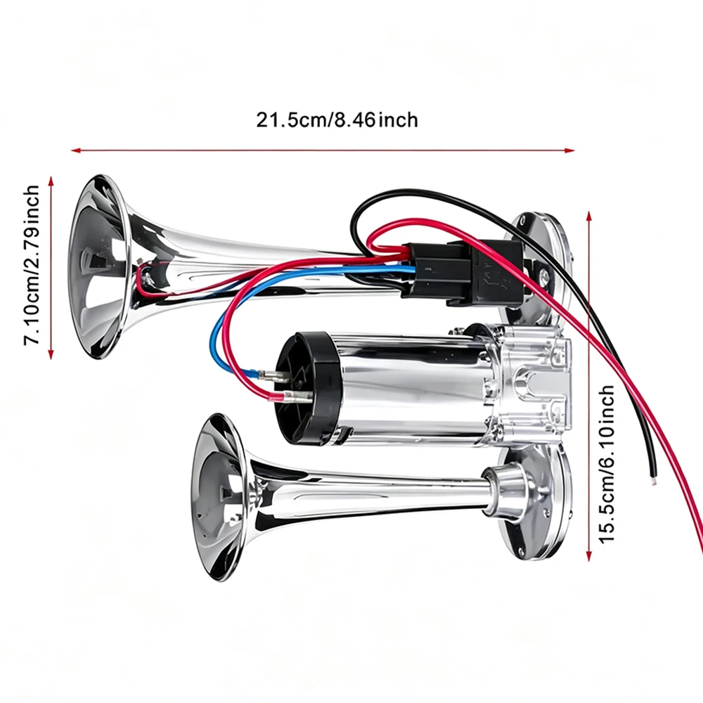 12V 24V Dual Trumpet Electric Air Horn Super Loud Waterproof Car Truck Motorcycle RV Boat Horn Kit with Relay Mount Accessories