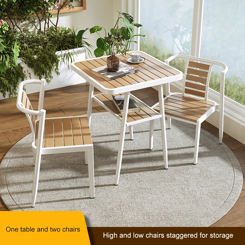 High-End New Style Solid Wood Dining Room Furniture Outdoor Garden Rattan Chair And Table Set