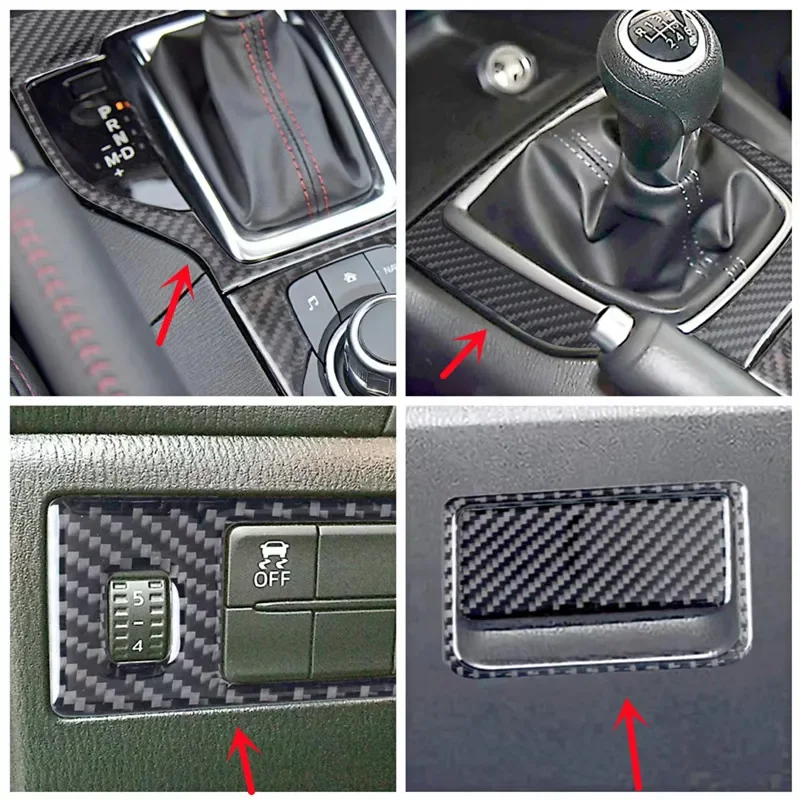 

Carbon Fiber Car Door Gear Shift Panel Central Control Decorative Cover Trim Stickers For Mazda 3 Axela Car Interior Accessories