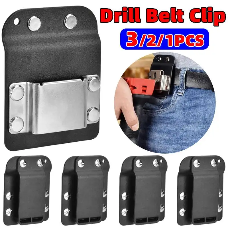 

1/2/3Pcs Portable Belt Drill Holster Clip On Tool Tape Measure Holder Hand Drill Bracket Clip Stainless Steel Waist Hanging Hook
