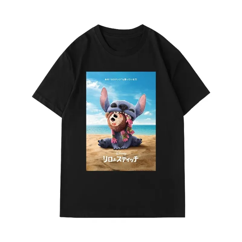 

Disney Lilo & Stitch Printed Men's T-Shirt Summer Cotton Crew Neck Short Sleeve Top Men's Women's Couples Clothing Casual Top