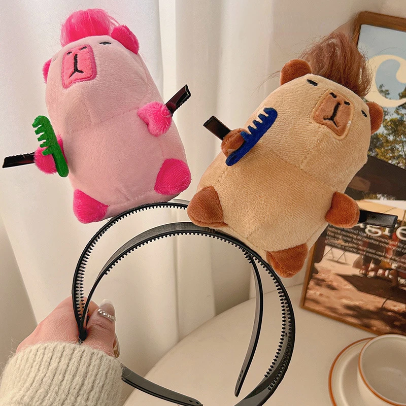 New Cartoon Capybara Hairband Funny Plush Doll Headbands Hairstyle Fixing Tool Headwear Headband for Women Girl Hair Accessories