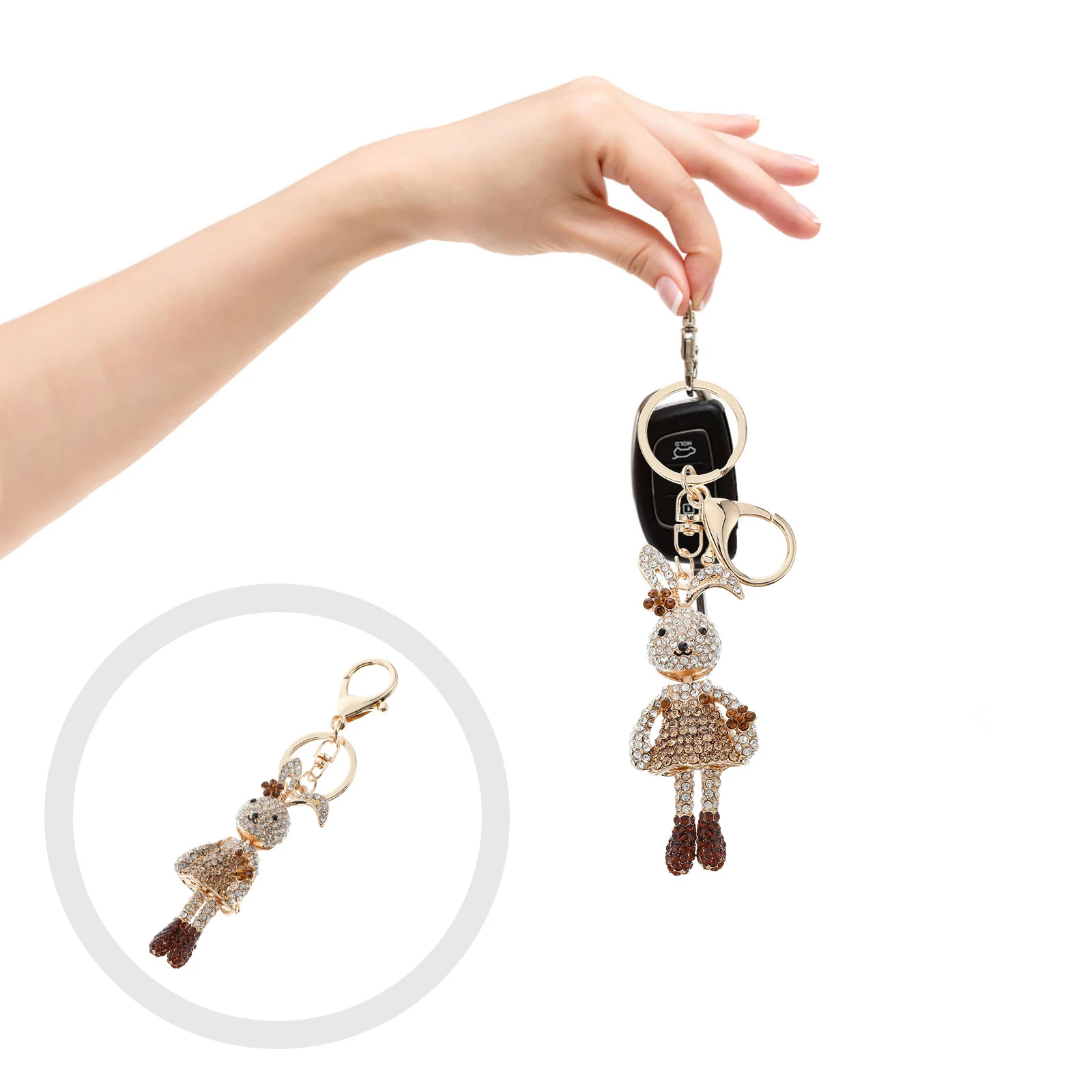 

1Pc Lustrous LongLegged Bunny Key Ring Portable Pendant HighQuality Craftsmanship MultiUse Hanging Decoration Accessory