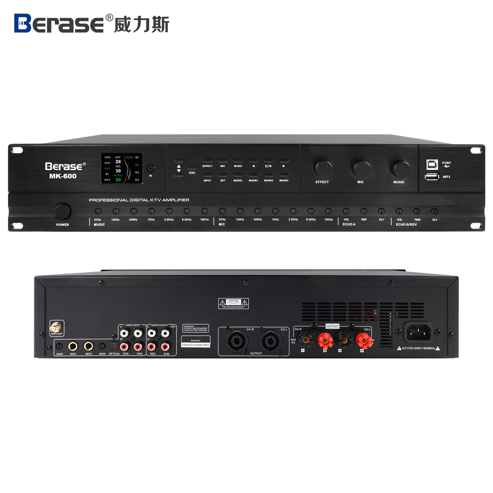 

Профессиональный караоке-усилитель Berase 600Вт*2, цифровой аудиоусилитель с DSP, Bluetooth и воспроизведением MP3 для живых выступлений, дома и сцены