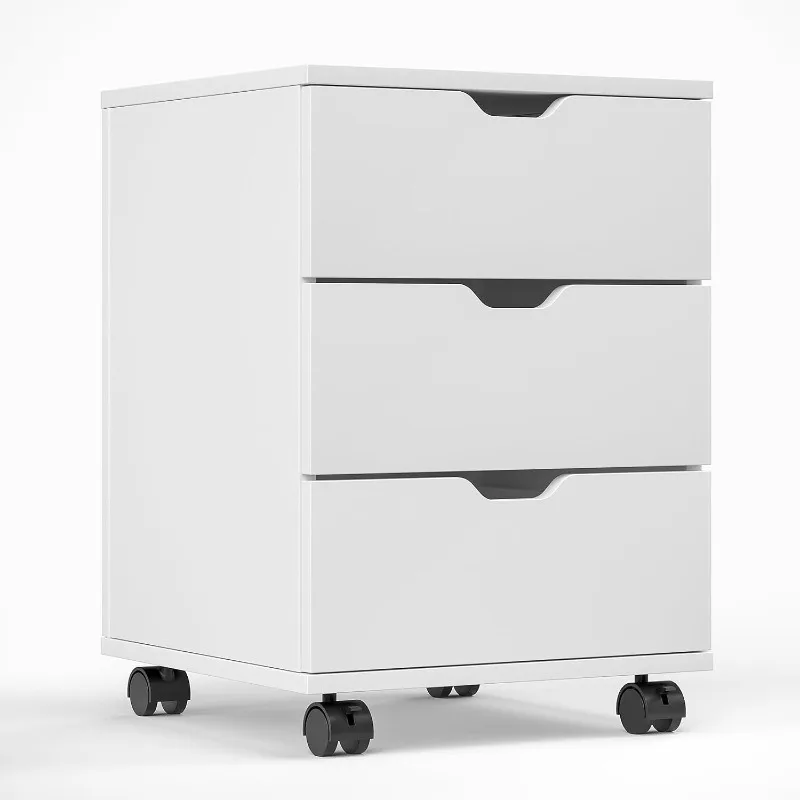 

Wood File Cabinet for Home Office,Under Desk 3 Drawer Mobile File Cabinet(White,Fully-Assembled)