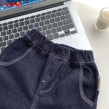 Kids Unisex Straight-Leg Jeans 3 2-10Yrs Spring Autumn Childrens Boys Jeans Toddler Girls Solid Color Casual Denim Pants Elastic Waist Kids Boys Straight Pants 3