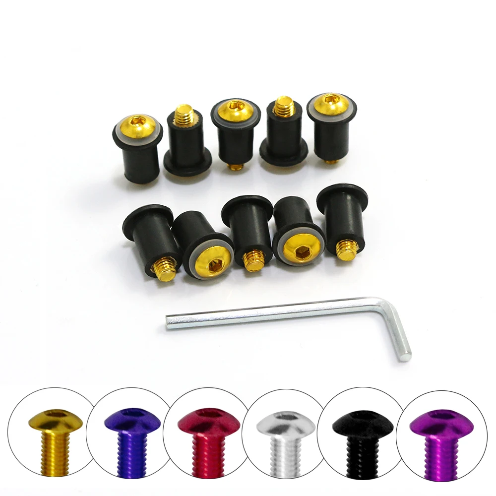 10Pcs/Set M5X15mm Motorcycle Windshield Bolt Windscreen Screw Nuts For Yamaha YZF R1 R6 R7 600R 750R 1000R FZ1 FZ6 FZ6R FJR1300