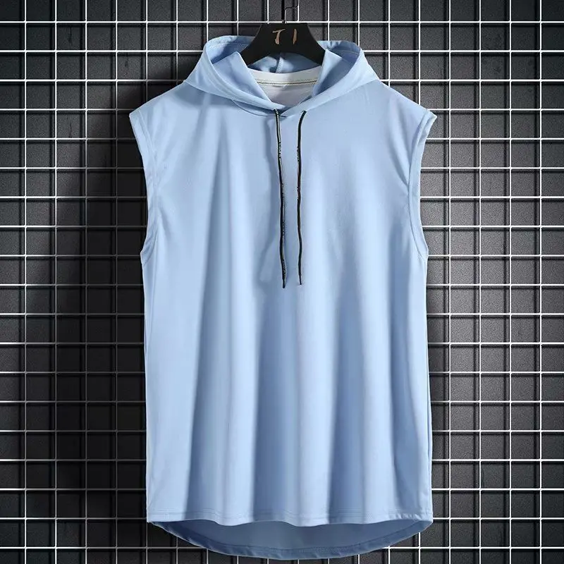 Men Hooded Sleeveless Shirt Summer Bodybuilding Gym Tank Top Man Fashion Hip Pop Vest Fitness Singlets Sweatshirt Male Clothing