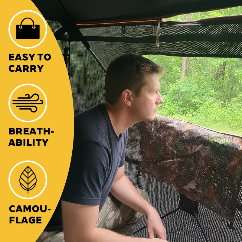 2 Person Pop Up Camouflage Hunting Blind, Hub Style Wildlife Shelter, Foldable Durable Tent for Outdoor Hunting - view 6