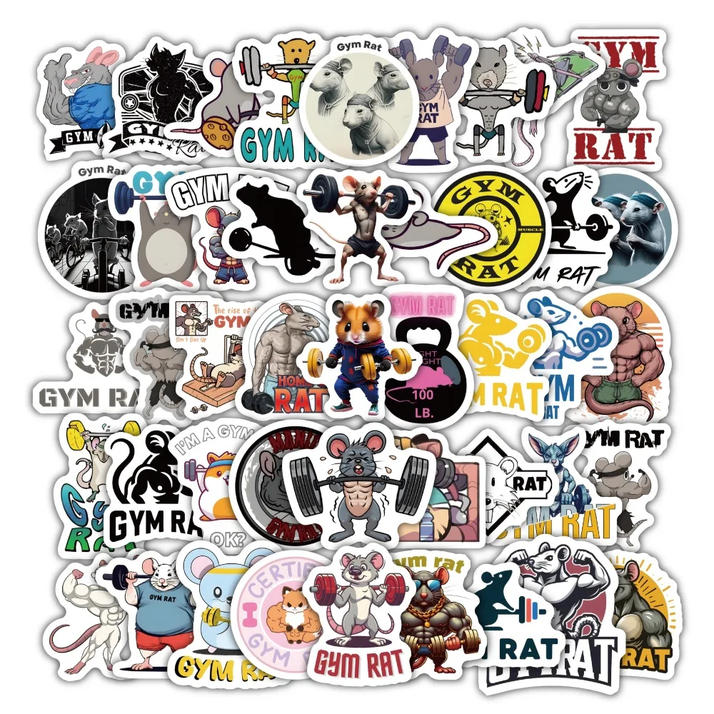 10/30/60/120PCS Fitness Mouse Cartoon Funny Sticker Personalized Graffiti DIY Water Cup Phone Case Skateboard Waterproof Decal