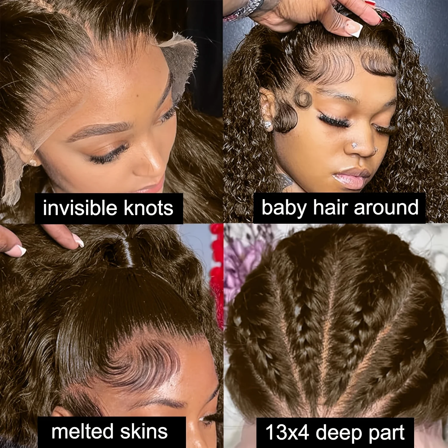 Chocolate Brown Deep Wave Human Hair Wig 13x4 HD Lace Glueless Lace Front Wigs Human Hair On Clearance Sale Curly Human Hair Wig image 2