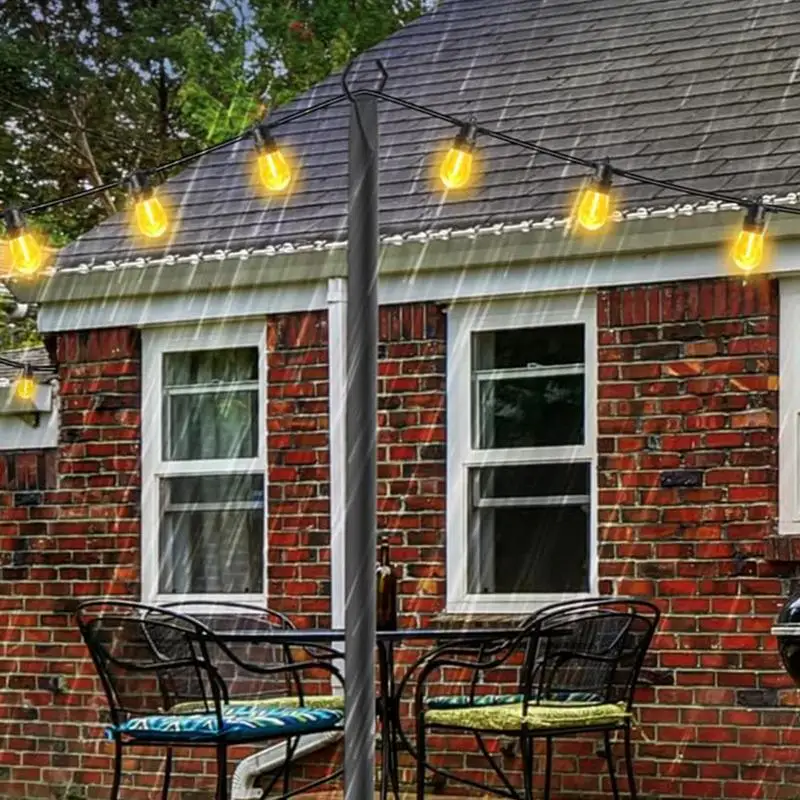 String Light Stand 2X Patio Lighting Stand Metal String Yard Light Poles Lawn Garden Light Poles Heavy Duty Metal Garden Outdoor