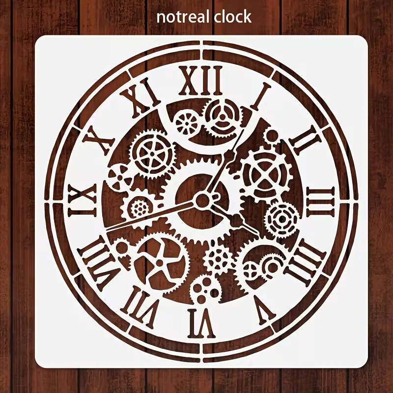 1PC Steampunk Clock Stencil Template 11.8 Inch Gear Roman Numeral Drawing Stencil for DIY Art Journal Craft