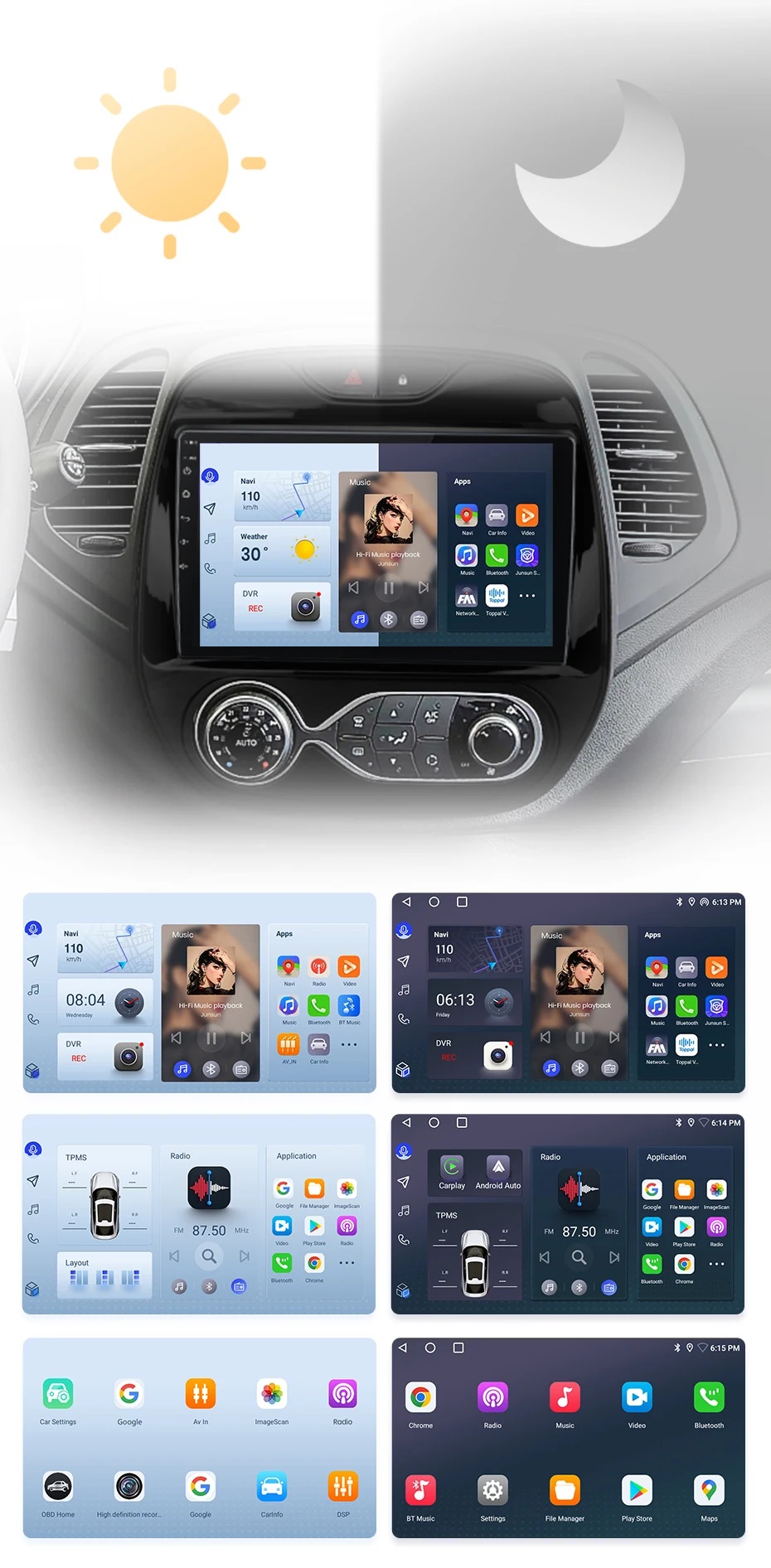Junsun Drahtlose CarPlay Android Auto Auto Radio Für Renault Captur Kaptur 2016-2019 GPS Multimedia 2 din – Detail 9