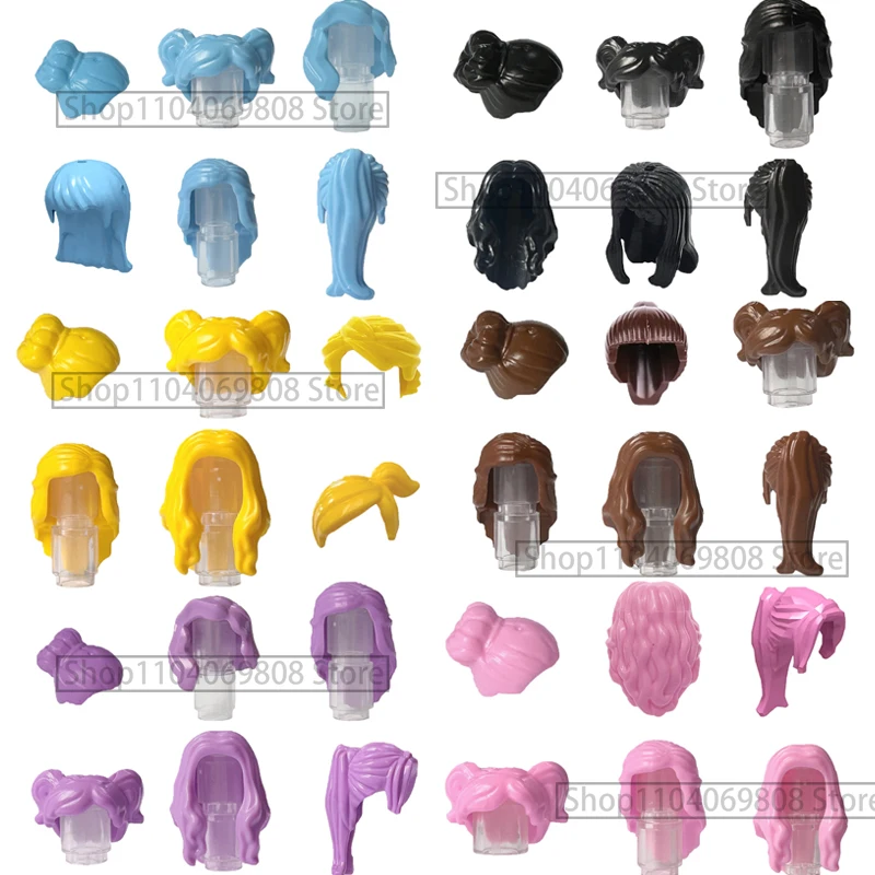 MOC Figures Body Parts Building Blocks Boys Girls Hairs Colorful Hairstyles Compatible Character Accessories Brick Toys Gift T12