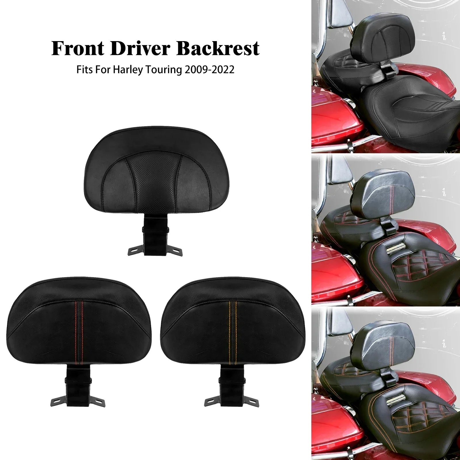 

Motorcycle Front Driver Rider Backrest Mounting Kit Black For Harley Touring Electra Street Road Glide CVO Special FLHR 09-2022