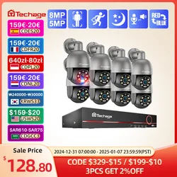 Techage HD 5MP 8MP POE Smart Security PTZ Camera System Outdoor Ultra H.265 8CH CCTV System Full Color Night Surveillance Kit