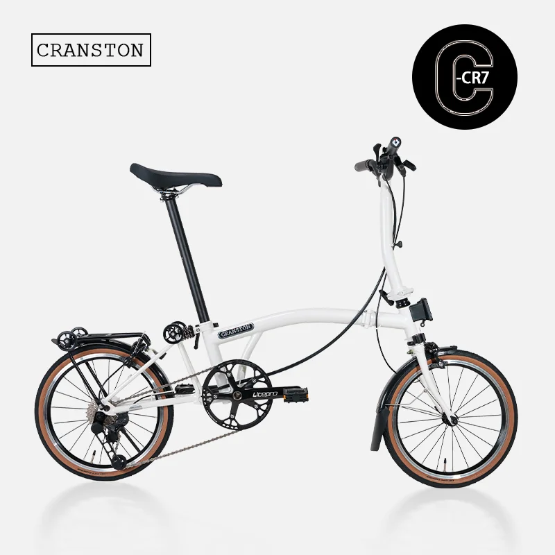 CRANSTON CR7 Snowy White Color 16 Inch 7 Speed Three Fold Cr-Mo Frame Double C- Brake 349 Tire 50T Crakset Retro Commuter Bike