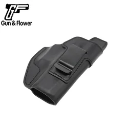 Gun&Flower CZ 75 P10C Pistol Leather Case Holder Metal Clip Inside the Waistband Holster Gun Bag