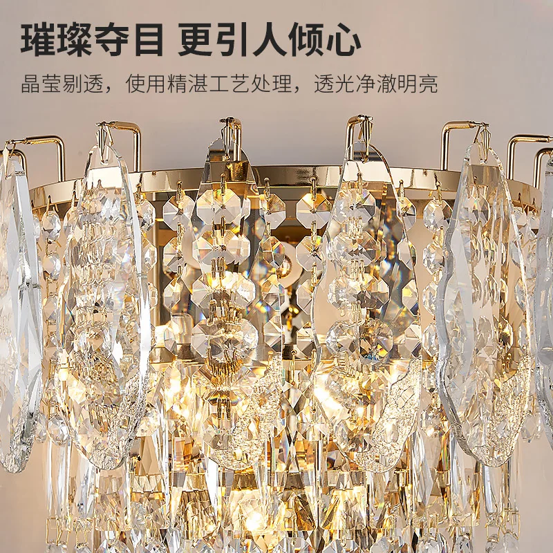 Candeeiro de parede, luxo leve, cristal, sala de estar, parede de fundo, moderno
