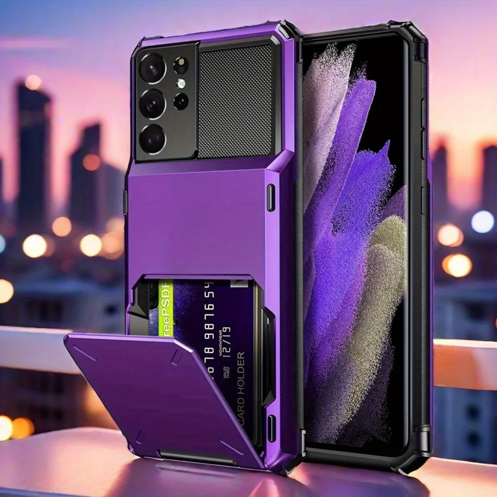 Wallet 4-Card Slots Credit Case For Samsung Galaxy S21 Ultra S21fe S21+ Capa Card Holder Cover Case Funda Coque