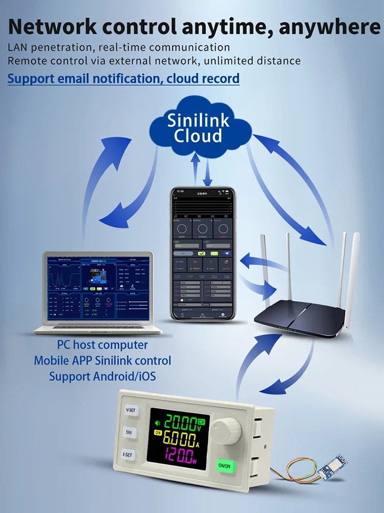 SK120X SK120 SK60X CNC Lift-off DC Adjustable Voltage Regulator 60W-120W Solar Charging Module Support MPPT Keypad Indicator