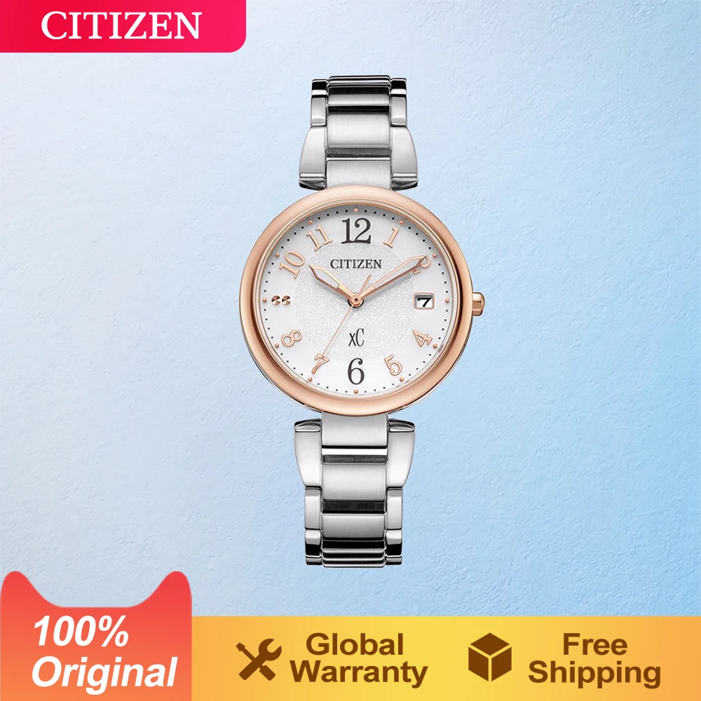 CITIZEN Original  Women Watch Quartz   Fashion  Elegant  Watch  Stainless Steel Pink Gold Strap Women\'s  Watch  lady girls  gift