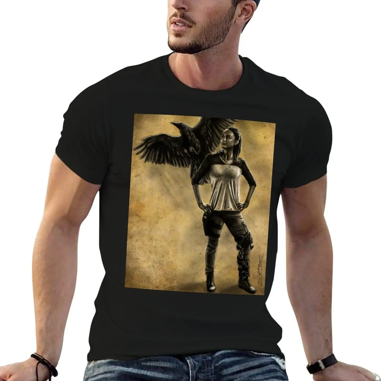 Raven Stay Strong 1 T-Shirt mens graphic t shirts t shirt men 100% cotton luxury brand T-Shirt