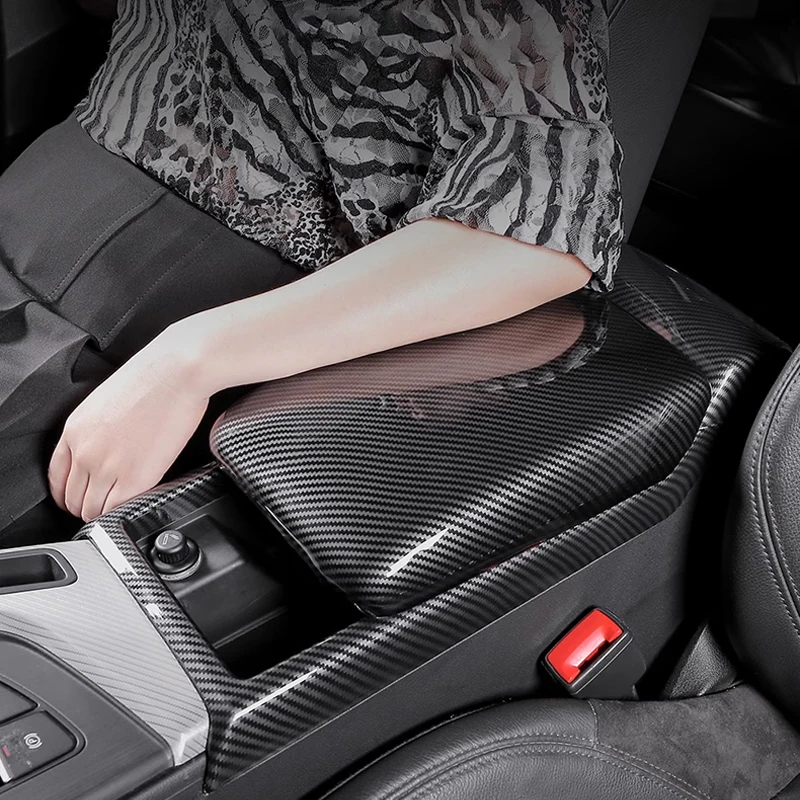 

Для Audi A4 A5 S4 S5 2017 2018 2019 2020 2021 2022 2023 2024 ABS углеродное волокно салона автомобиля подлокотник рамка оболочка чехол