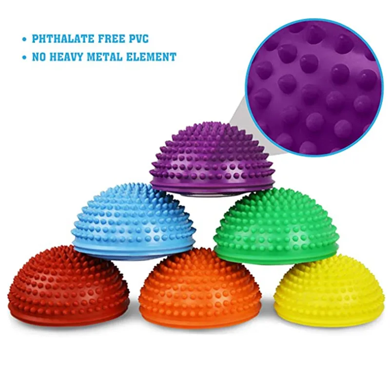 Inflatable Half Sphere Yoga Balls PVC Massage Ball Balance Pods Disc Fitness Pilates Exercises Train Equipment for Adults Child