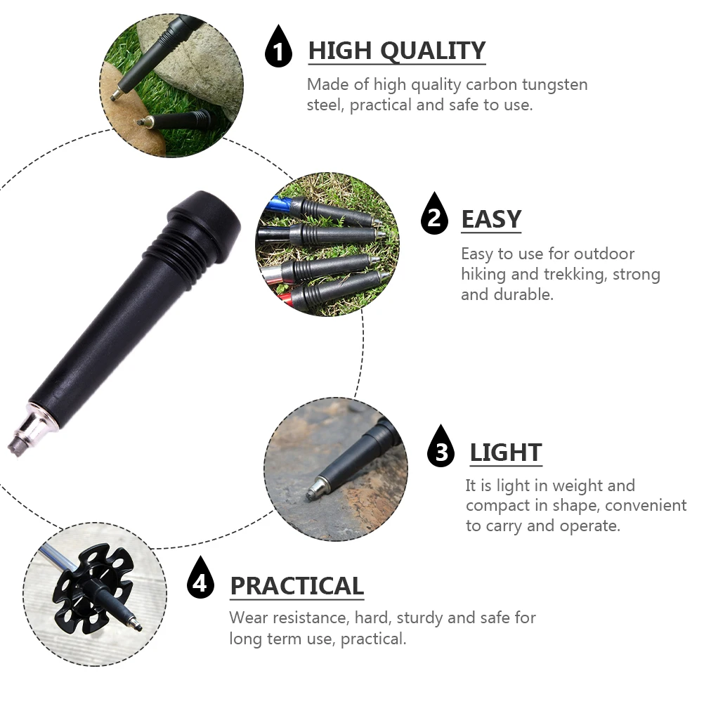 

4Pcs Outdoor Trekking Pole Tips Carbon Tungsten Steel Durable Accessories Hiking Climbing Rod Parts