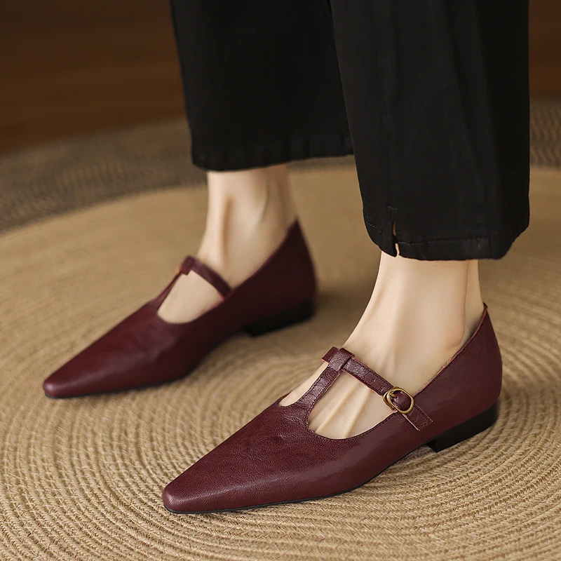 

Новинка 2024, модные роскошные туфли-лодочки из натуральной кожи, женская обувь на низком каблуке, Т-образные лоферы на массивном каблуке, женская повседневная обувь на каблуке