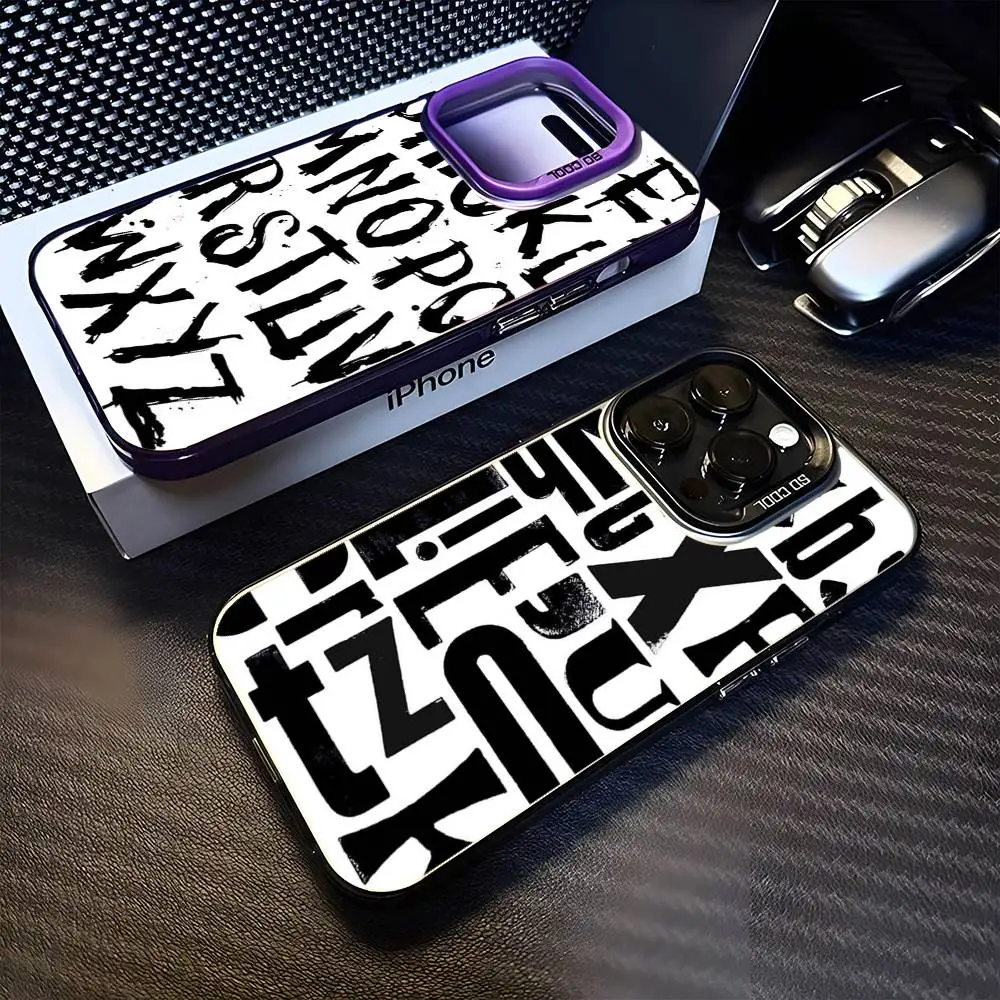 

English Tape 11 Letters Phone Case For iPhone 16,15,14,13,12,11,Mini,Pro,MAX Purple Matte Shockproof Cover