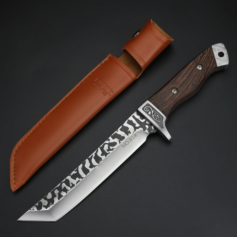 

Outdoor knife High hardness forged fixed blade camping Utility knife including leather case