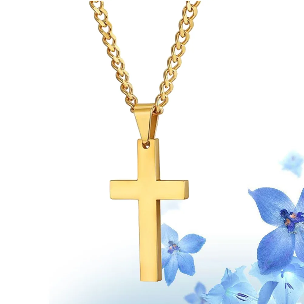 

Stainless Steel Cross Pendant Necklace for Men Women Trendy Unisex Jewelry Gift Hypoallergenic Daily Wear Golden