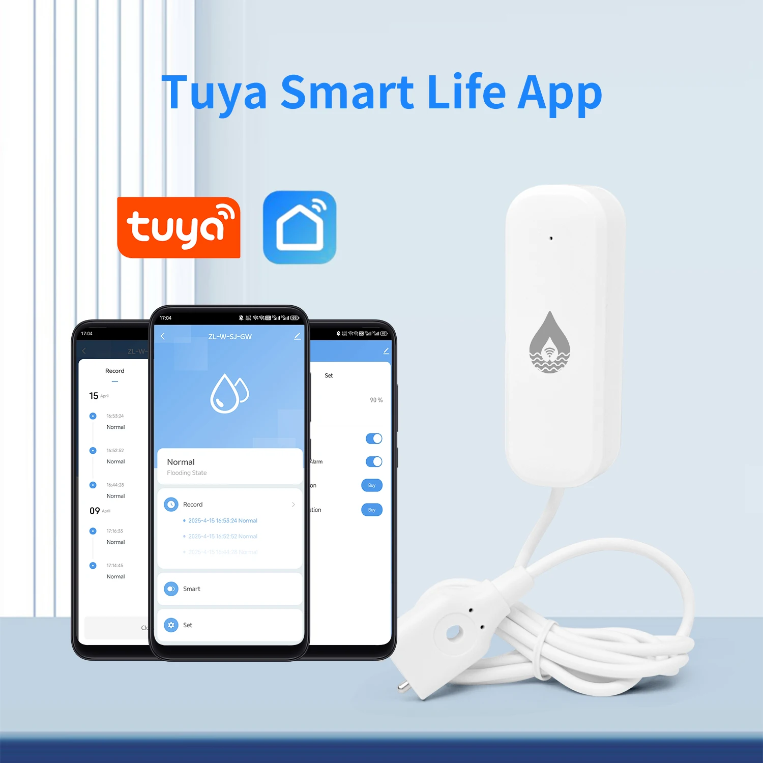 Tuya – capteur de fuite d'eau WiFi/Zigbee, application Smart Life, surveillance à distance, alarme d'inondation, sécurité domestique Alexa et Google Home