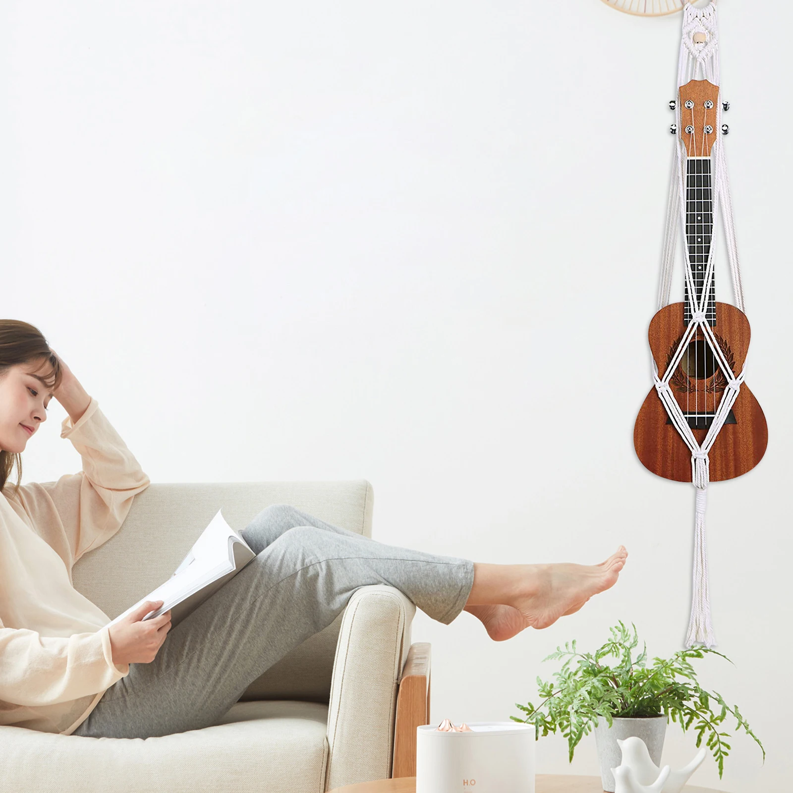 

Wall Holder 95cm Beige Macrame Hanger Cotton Rope Decor Electric Guitar Ukulele Rack Electric Guitar Holder Bracket