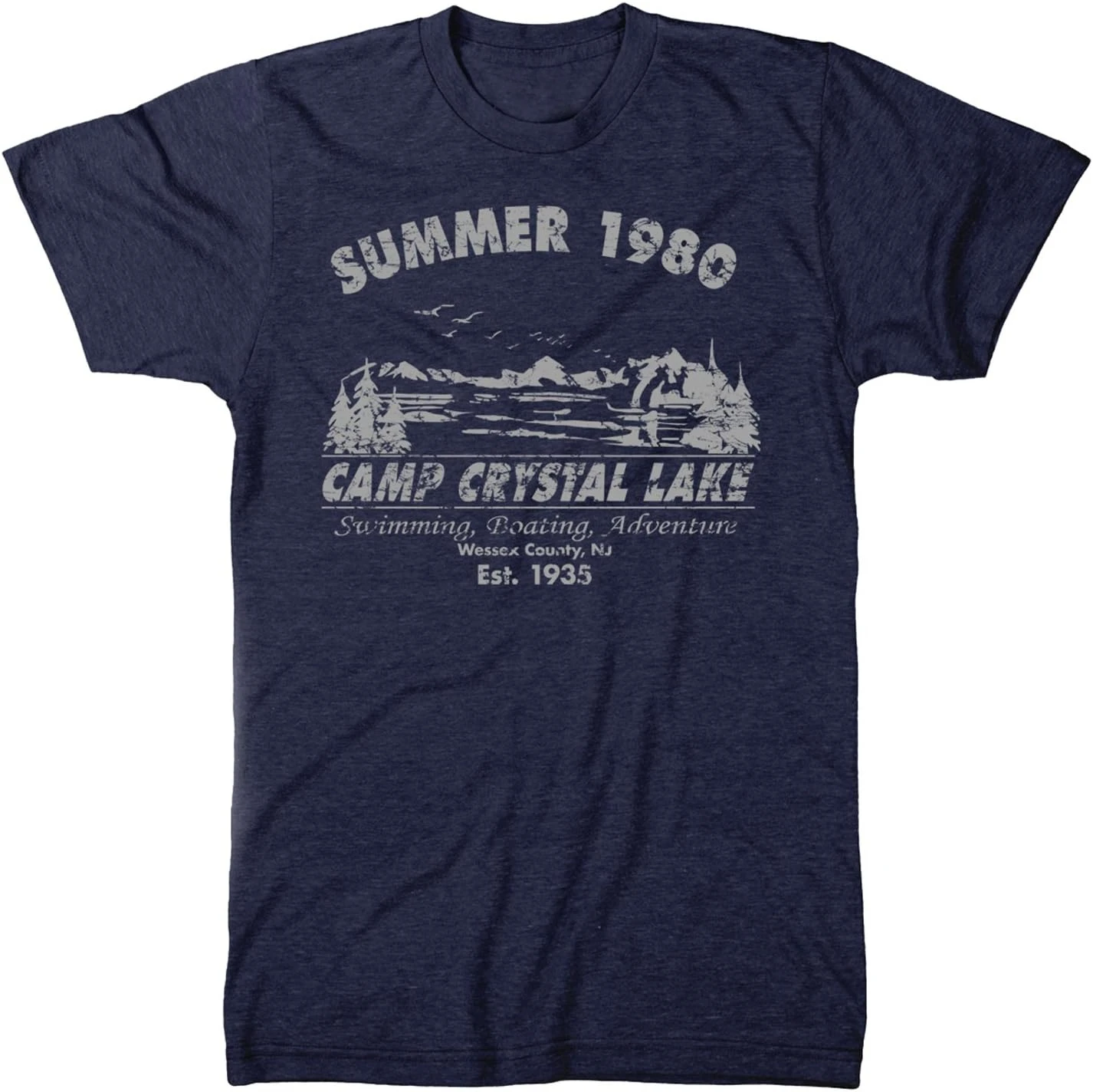 Camp Crystal Lake 1980 Spooky Halloween Graphic Novelty Funy Men\'s T Shirt Tees Outdoor Camping Group Clothing Gift Vintage Tops