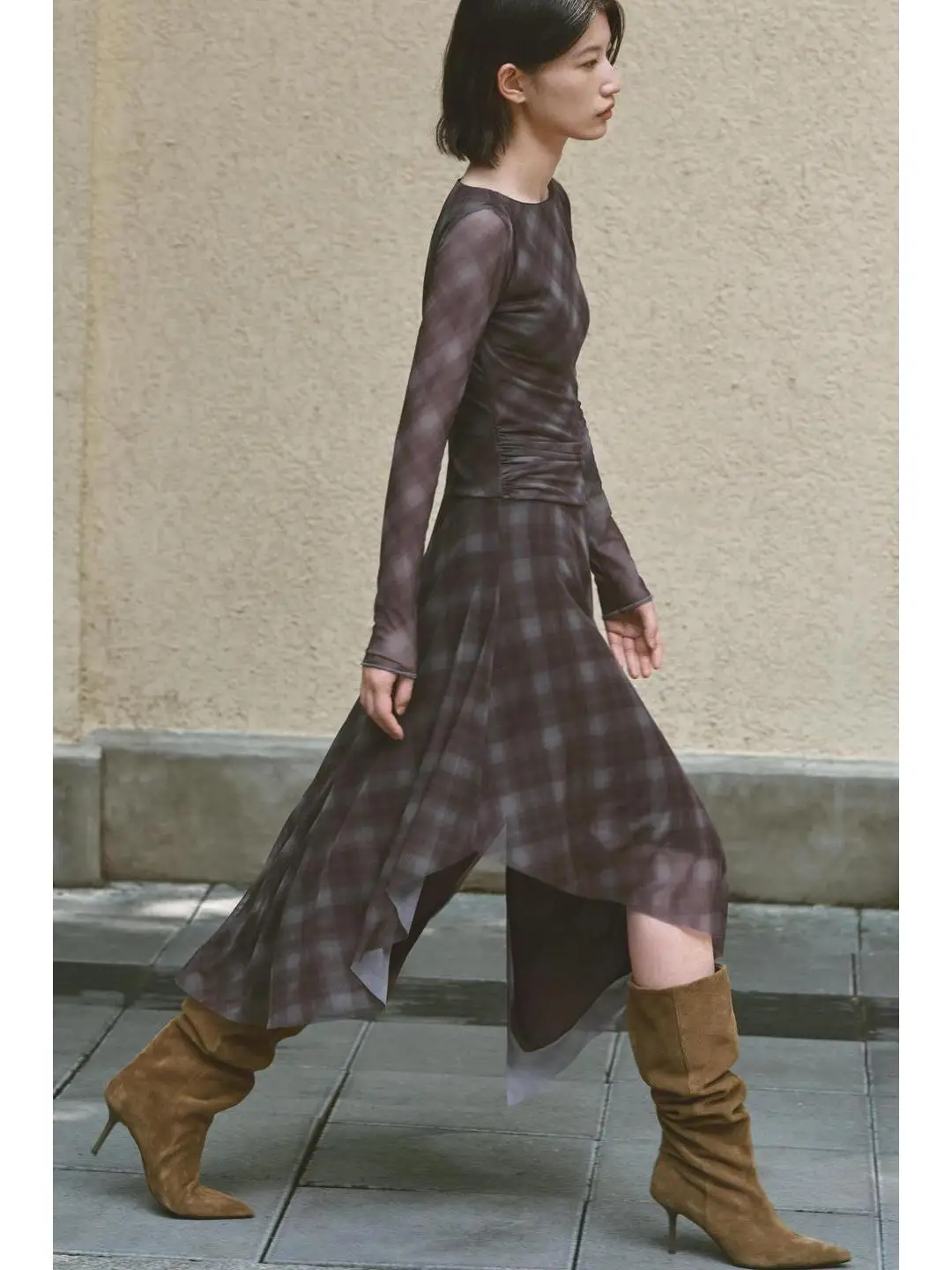 

Повседневное длинное платье из шелковой сетки на одно плечо, осеннее, для отдыха, элегантное, для девочек, во французском стиле, для путешествий